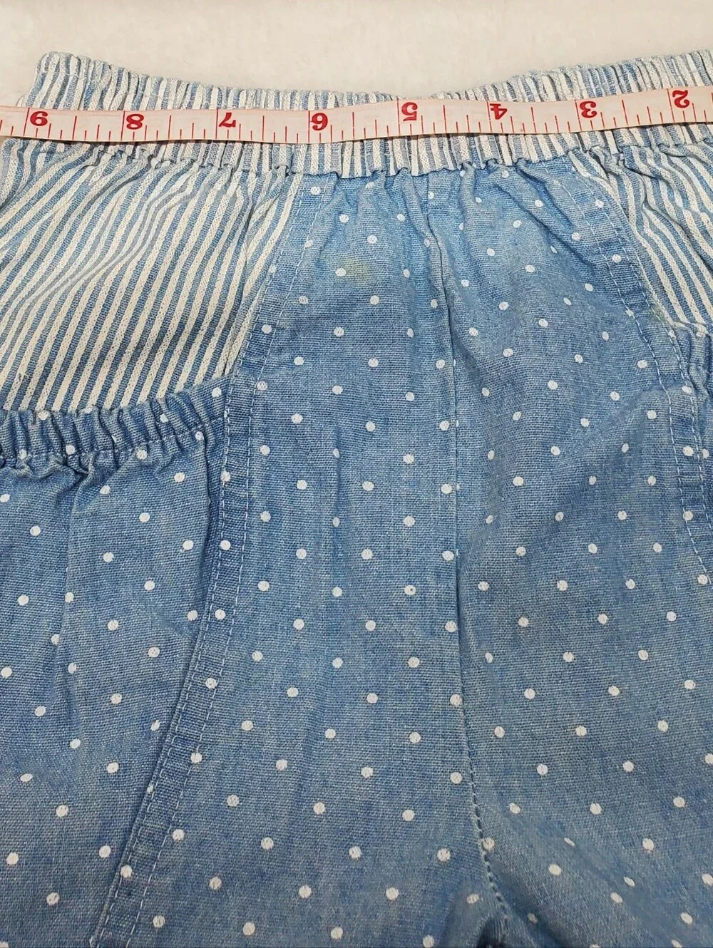 Rare vintage 90s oshkosh papertag bubble pants girls blue and white y2k polkadot